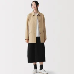 Manteau à col montant déperlant en sergé de coton pour femme