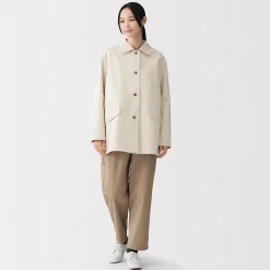 Manteau à col montant déperlant en sergé de coton pour femme