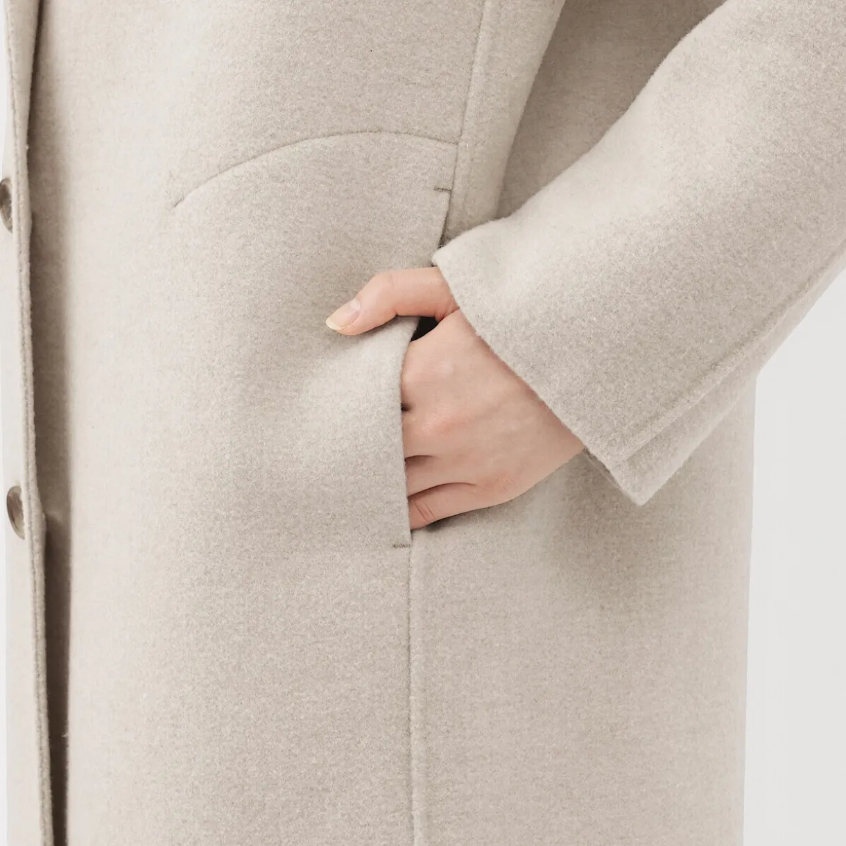 Manteau Chesterfield en mélange de laine mérinos pour femme