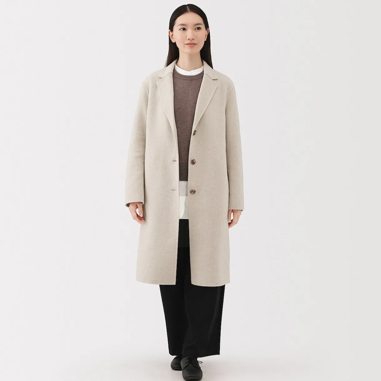 Manteau Chesterfield en mélange de laine mérinos pour femme