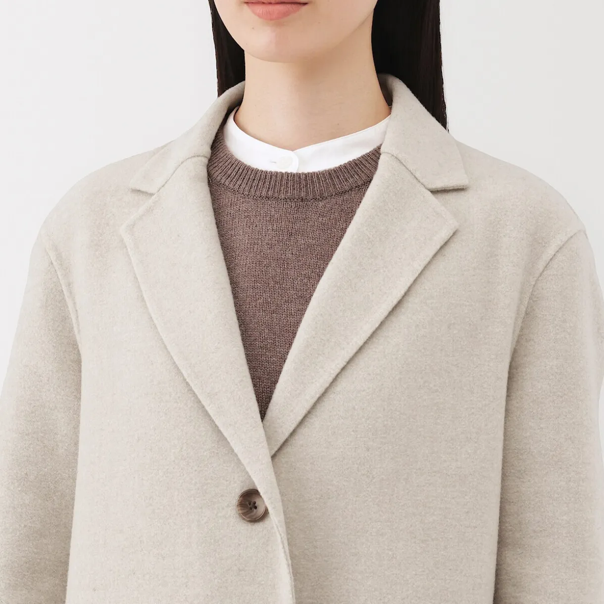 Manteau Chesterfield en mélange de laine mérinos pour femme