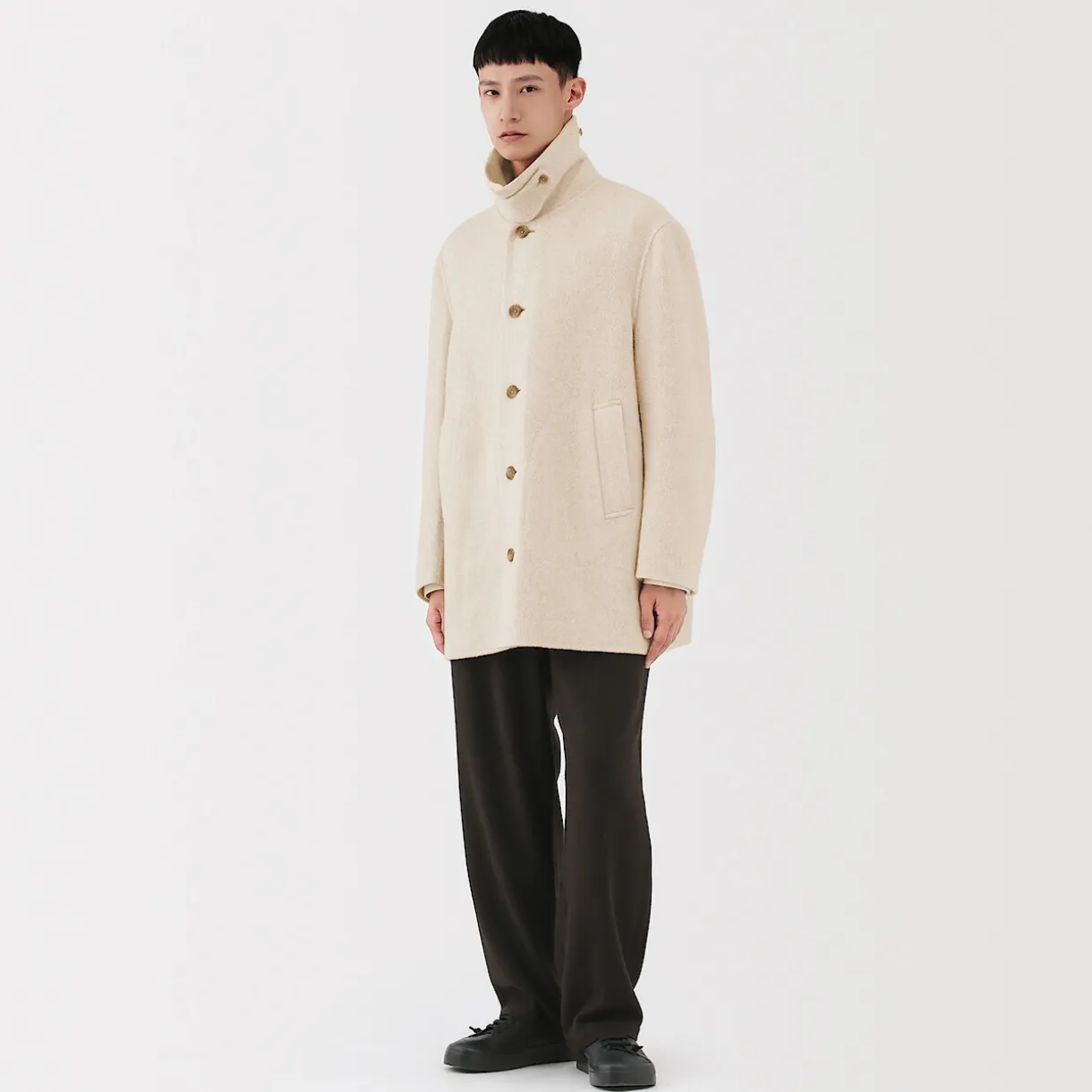 Manteau droit en cachemire recyclé pour homme
