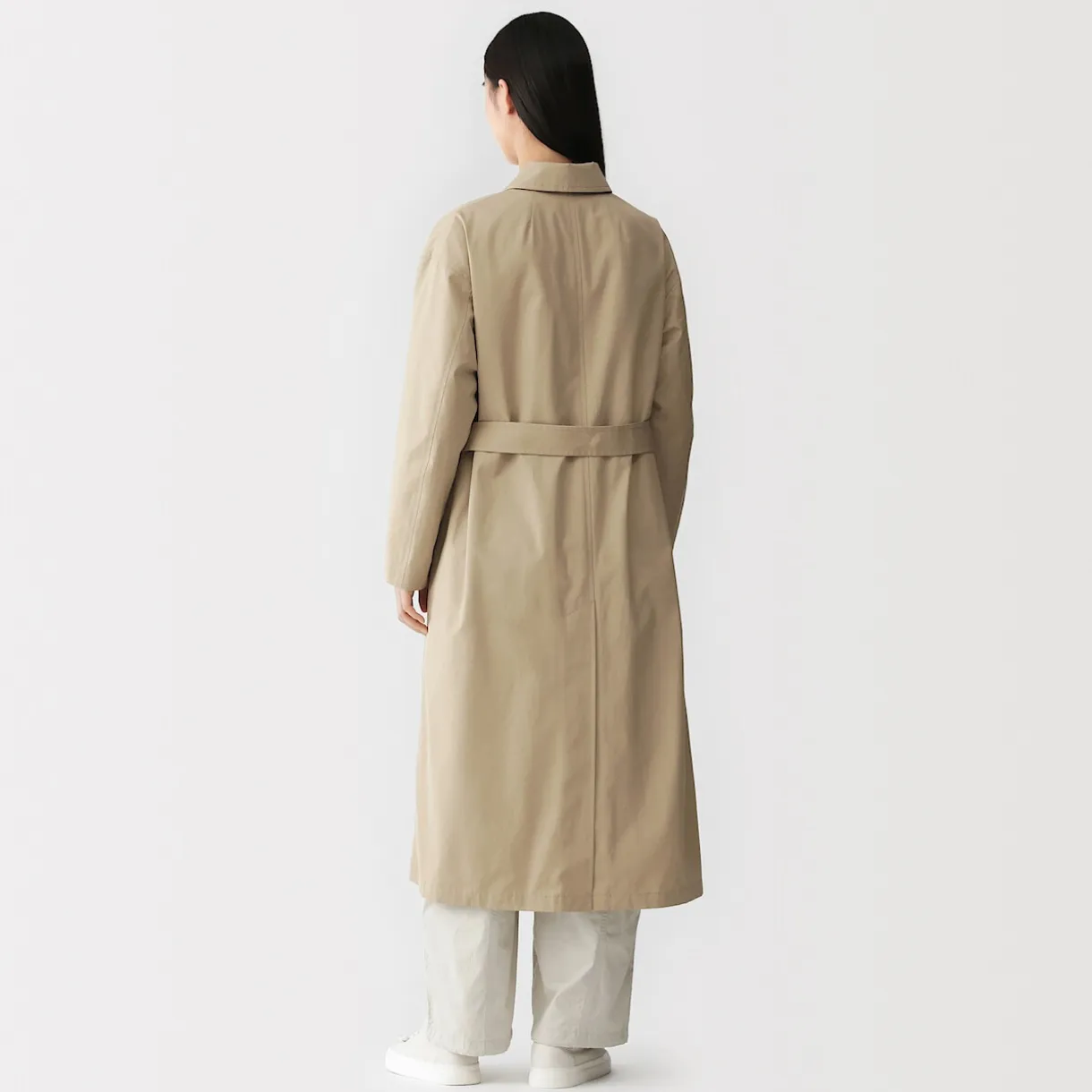 Manteau droit en coton déperlant pour femme