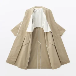 Manteau droit en coton déperlant pour femme