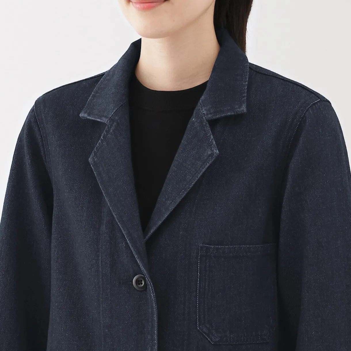 Manteau en denim mélangé kapok pour femme