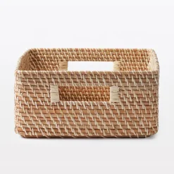 Panier carré en rotin L35xP36xH16cm