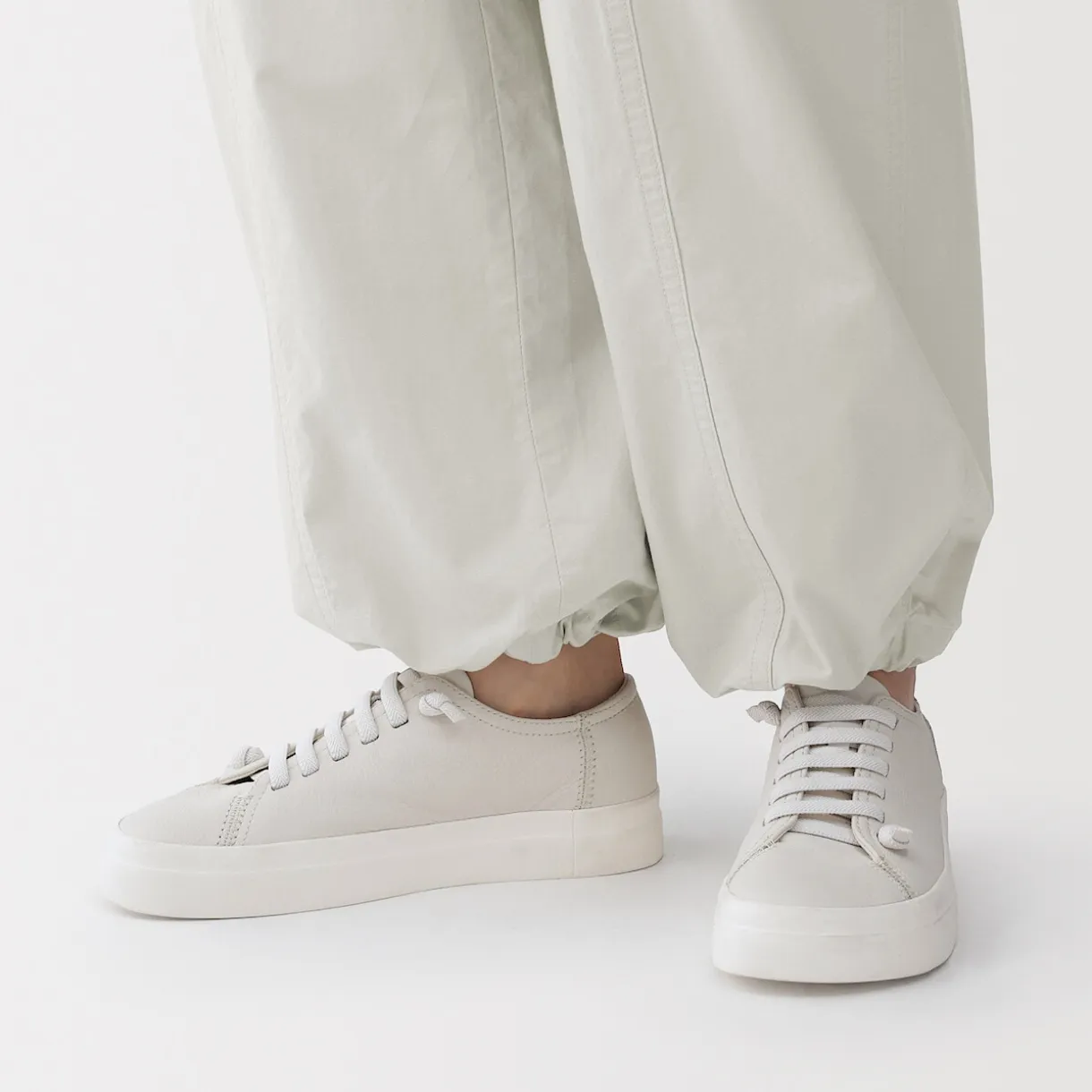 Pantalon à cordon de serrage en toile de coton léger pour femme