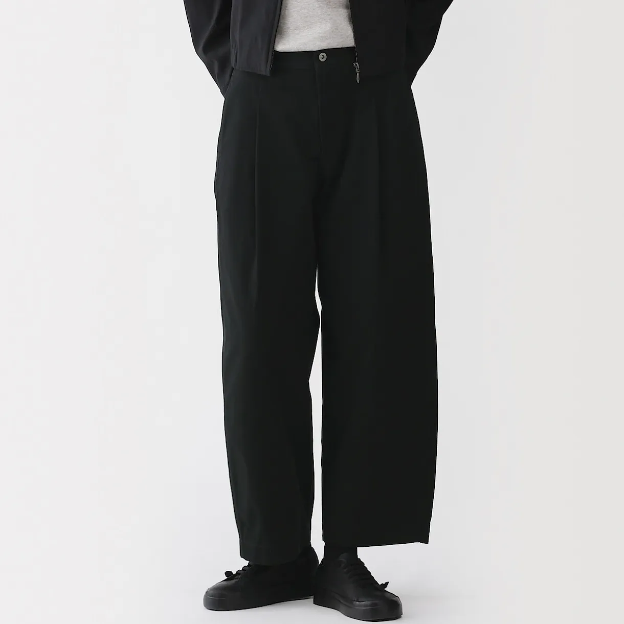 Pantalon à coupe cocon et à plis en toile de coton pour femme