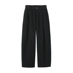 Pantalon à coupe cocon et à plis en toile de coton pour femme