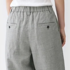 Pantalon à plis à chevrons en mélange de lin pour femme