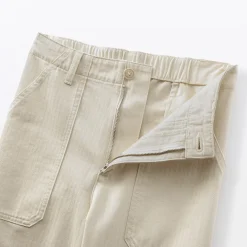 Pantalon avec motif de chevrons en coton pour femme