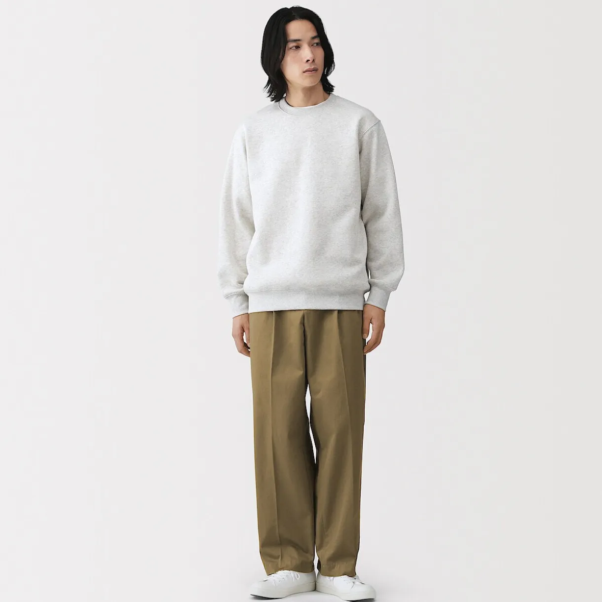 Pantalon Chino à pinces en coton stretch coupe wide homme