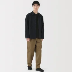 Pantalon Chino à pinces en coton stretch coupe wide homme