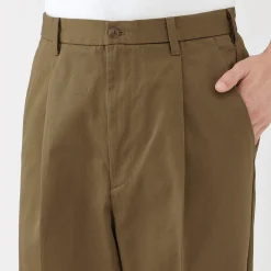 Pantalon Chino à pinces en coton stretch coupe wide homme