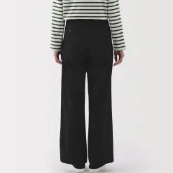 Pantalon chino long à pinces en coton coupe large pour femme