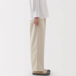 Pantalon chino long à pinces en coton coupe large pour femme