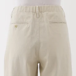 Pantalon chino long à pinces en coton coupe large pour femme