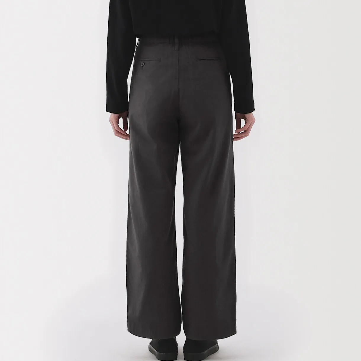 Pantalon chino long à pinces en coton coupe large pour femme