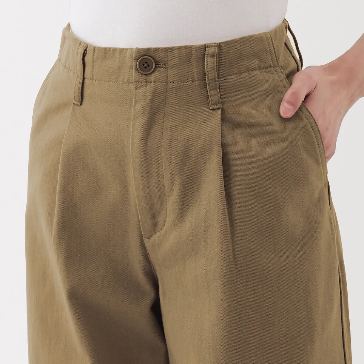 Pantalon chino long à pinces en coton coupe large pour femme