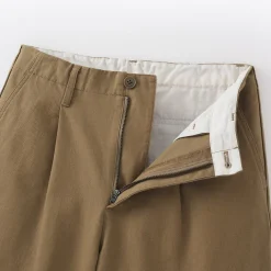 Pantalon chino long à pinces en coton coupe large pour femme