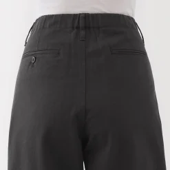 Pantalon chino long à pinces en coton coupe large pour femme