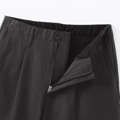 Pantalon chino long à pinces en coton coupe large pour femme