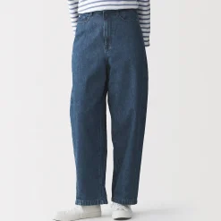 Pantalon coupe cocon en denim et kapok mélangé pour femme