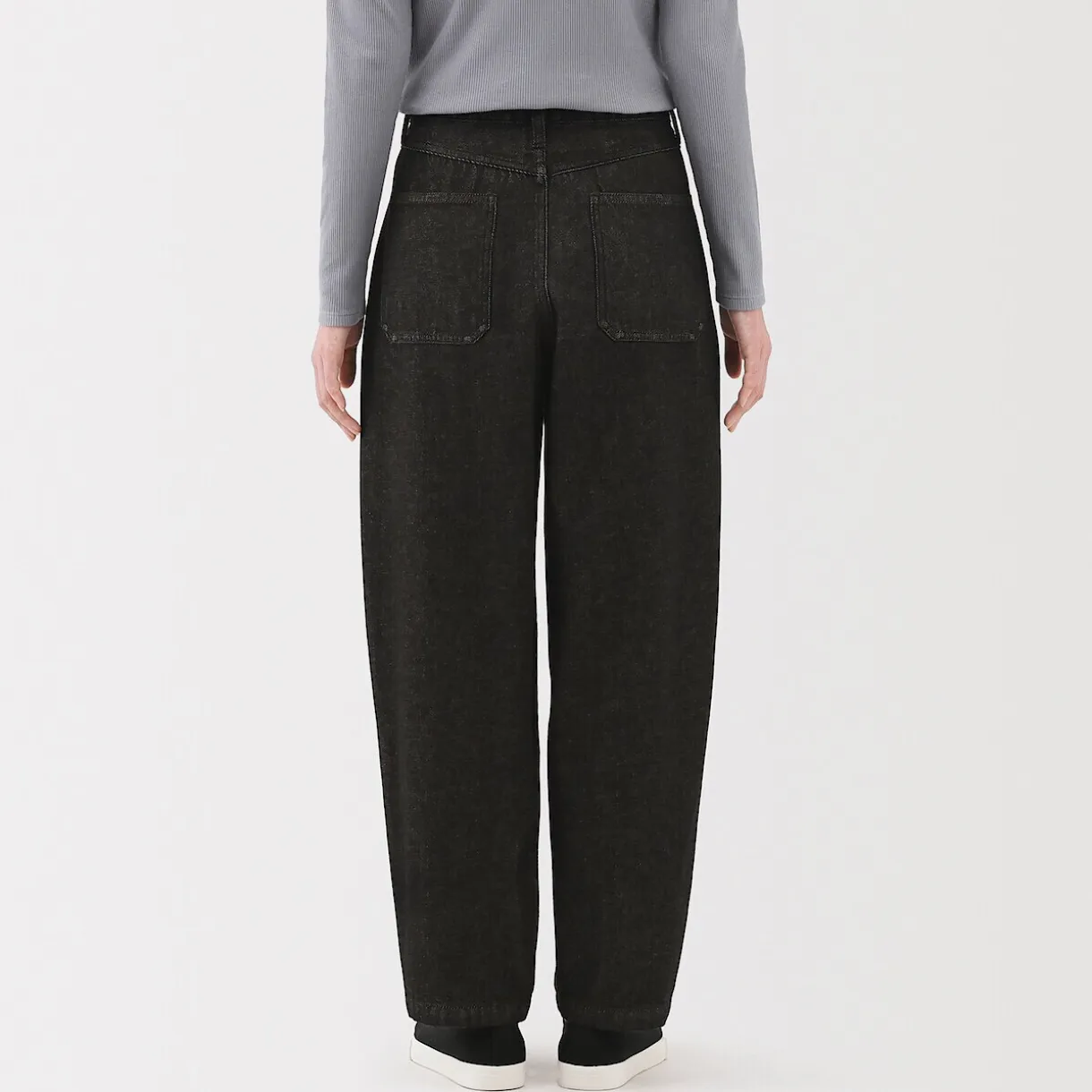 Pantalon coupe cocon en denim et kapok mélangé pour femme