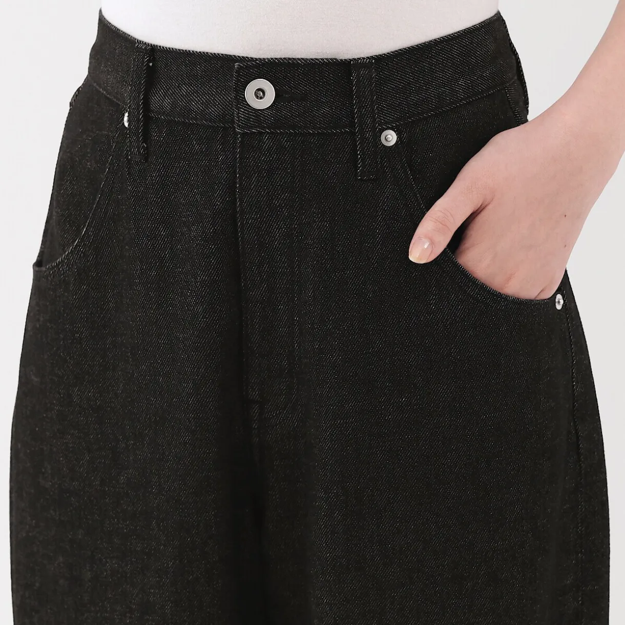 Pantalon coupe cocon en denim et kapok mélangé pour femme