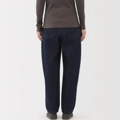 Pantalon coupe cocon en denim et kapok mélangé pour femme