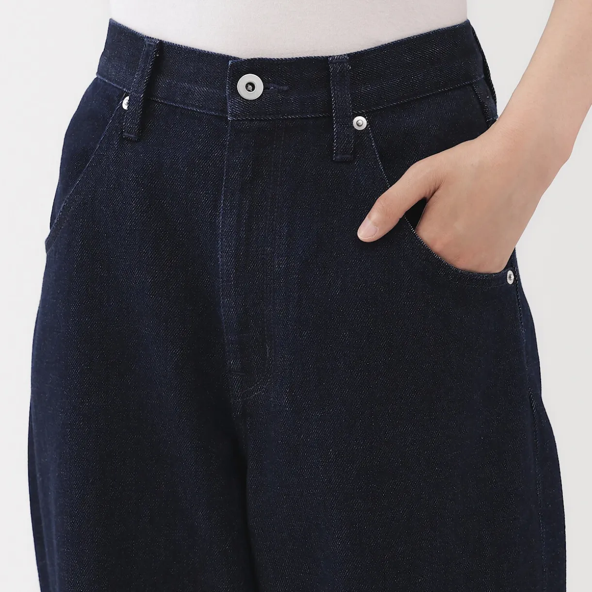 Pantalon coupe cocon en denim et kapok mélangé pour femme