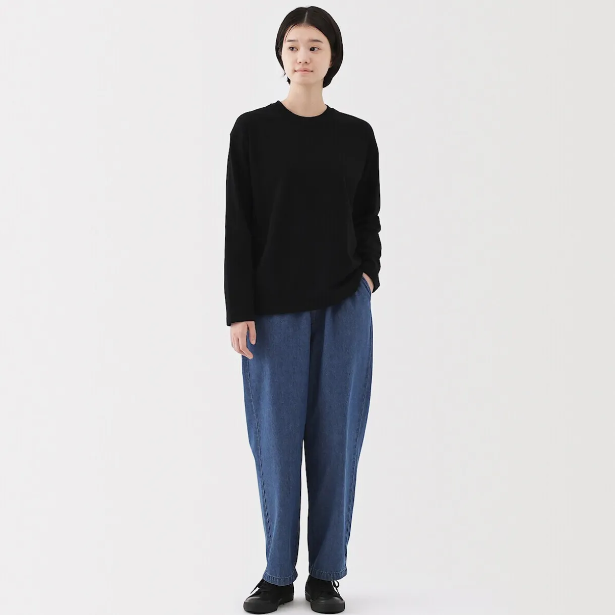Pantalon coupe confortable en denim de coton pour femme