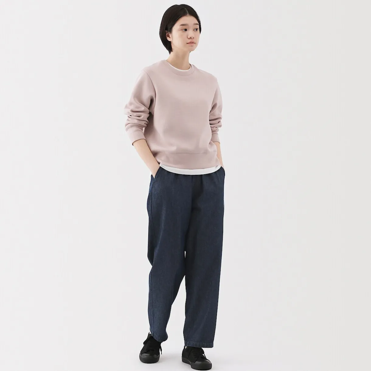 Pantalon coupe confortable en denim de coton pour femme