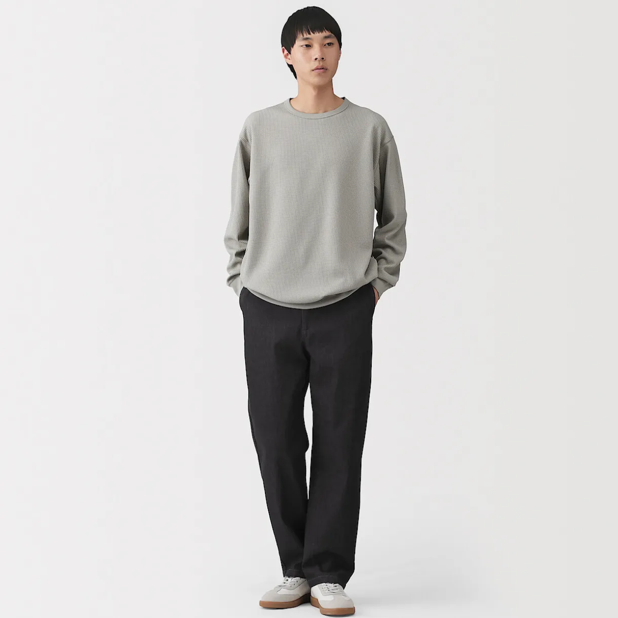 Pantalon coupe confortable en denim lavé pour homme ‐ Noir