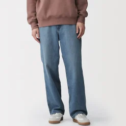 Pantalon coupe large en denim et kapok mélangé pour homme