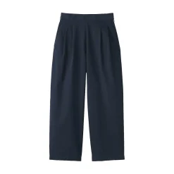 Pantalon fuselé à jambes larges en sergé de coton mélangé pour femme