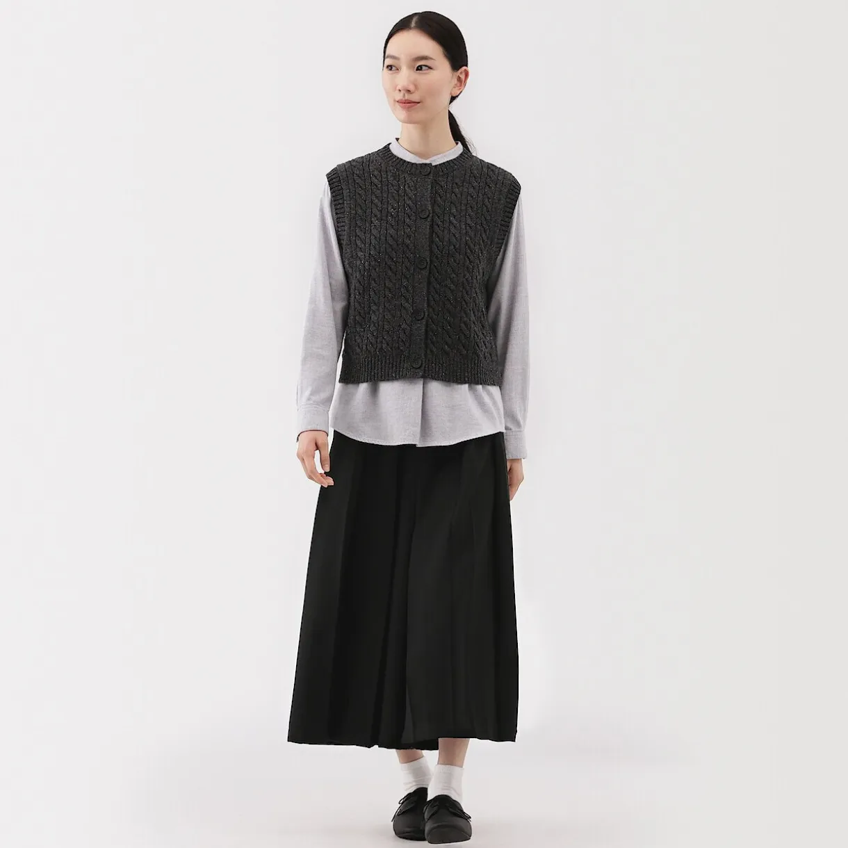 Pantalon hakama unisexe en mélange de laine brossée