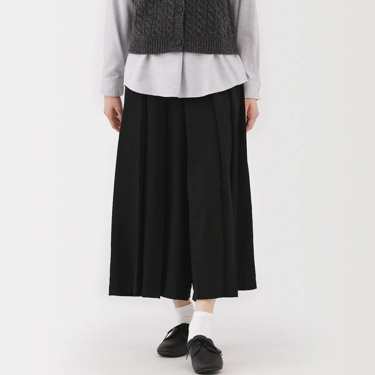 Pantalon hakama unisexe en mélange de laine brossée