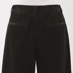 Pantalon large à plis en velours côtelé mélangé kapok pour femme