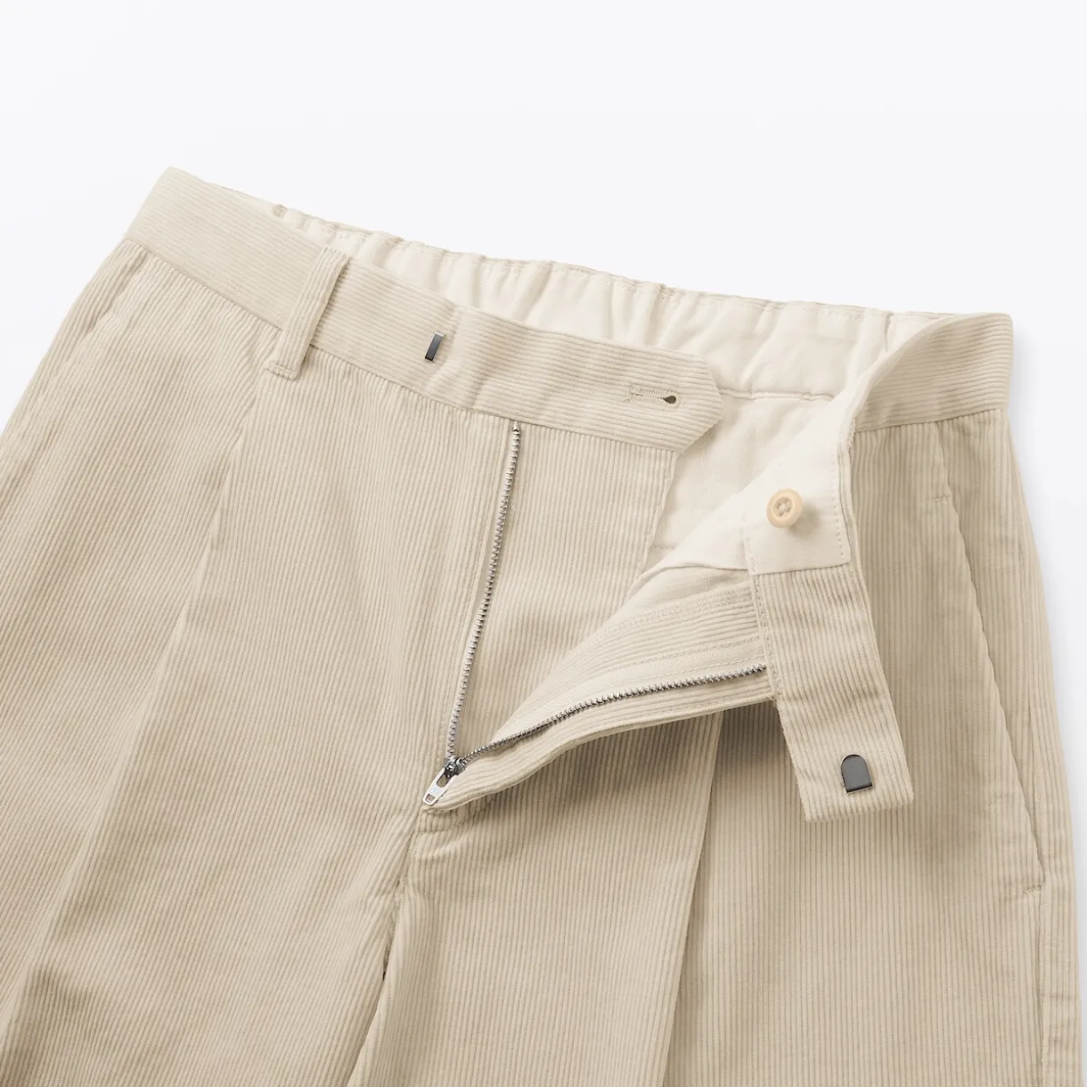 Pantalon large à plis en velours côtelé mélangé kapok pour femme