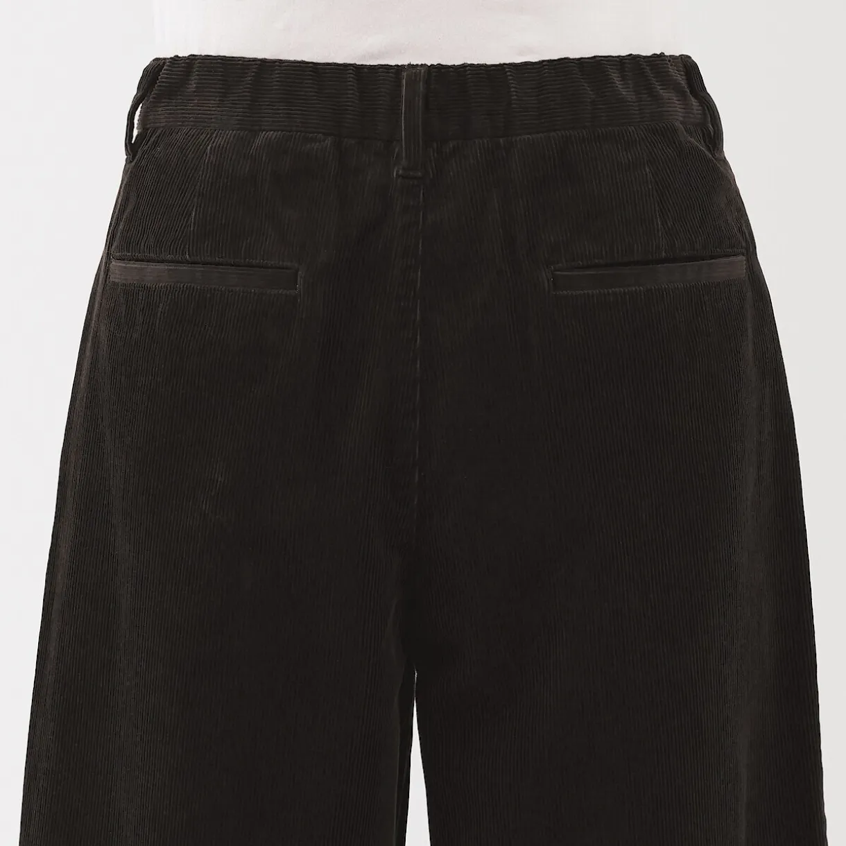 Pantalon large à plis en velours côtelé mélangé kapok pour femme
