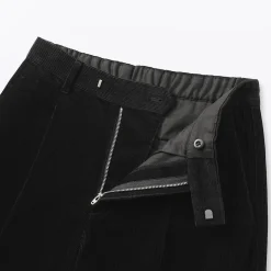 Pantalon large à plis en velours côtelé mélangé kapok pour femme