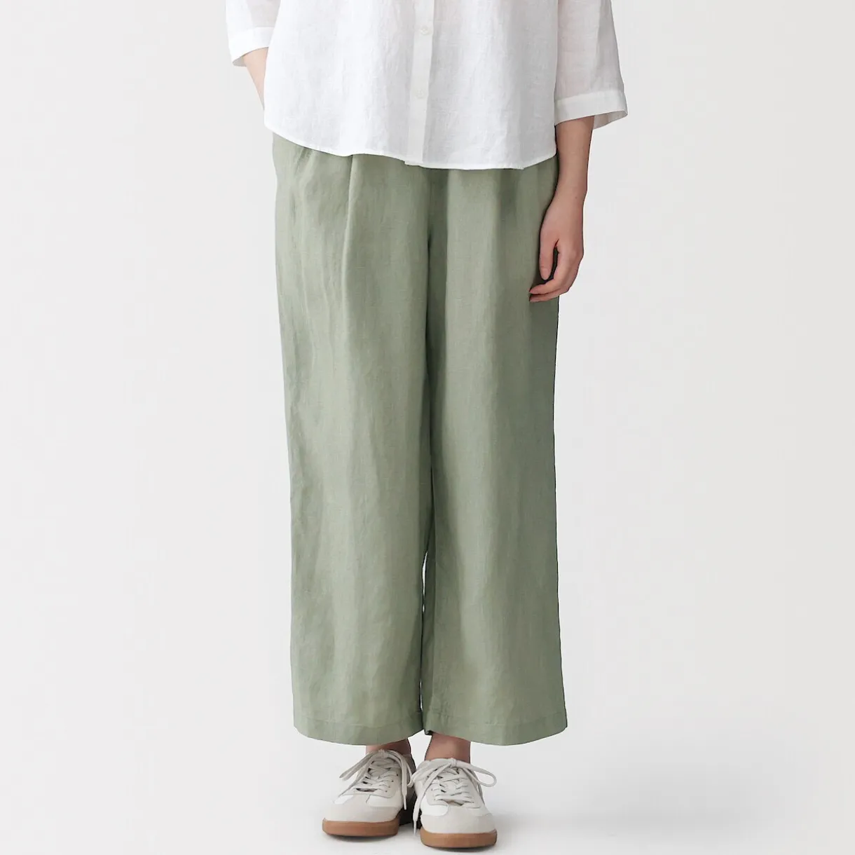 Pantalon large en lin lavé pour femme