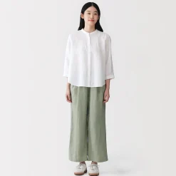 Pantalon large en lin lavé pour femme
