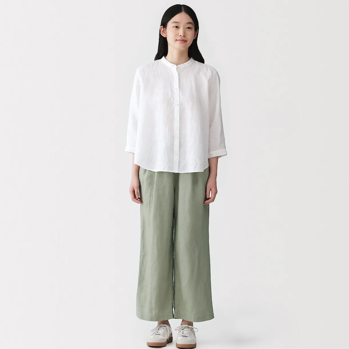 Pantalon large en lin lavé pour femme