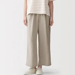 Pantalon large en lin lavé pour femme
