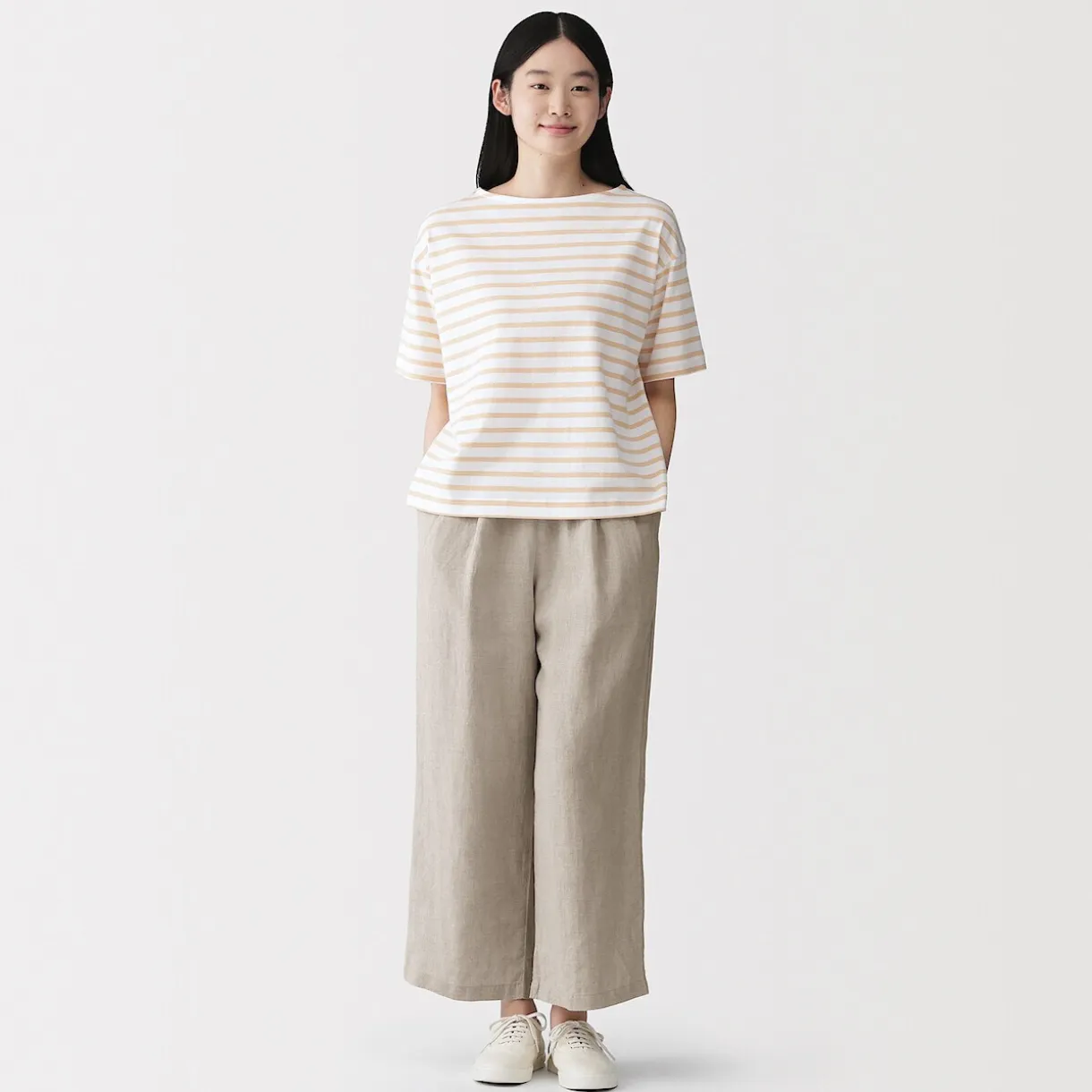 Pantalon large en lin lavé pour femme