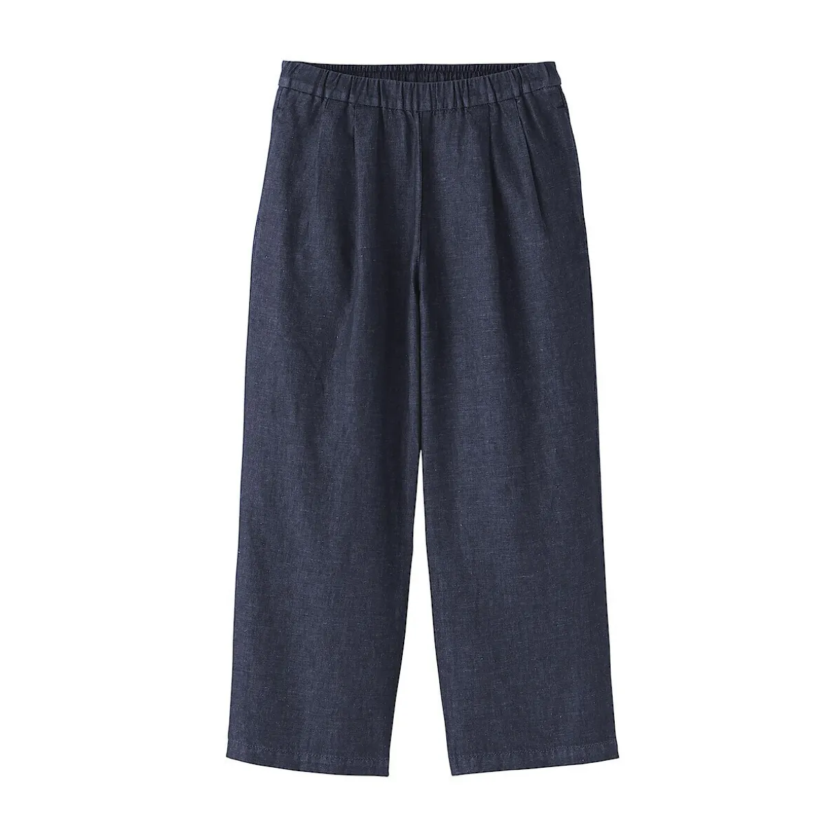 Pantalon large en mélange lin-denim pour femme