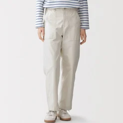 Pantalon longueur cheville en coton délavé pour femme