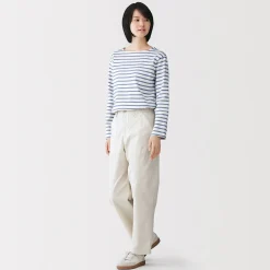 Pantalon longueur cheville en coton délavé pour femme